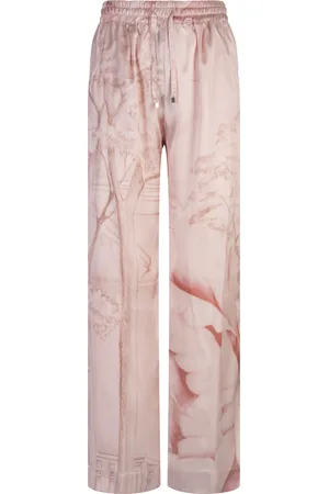 Kiton Pantaloni In Seta Rosa Stampata