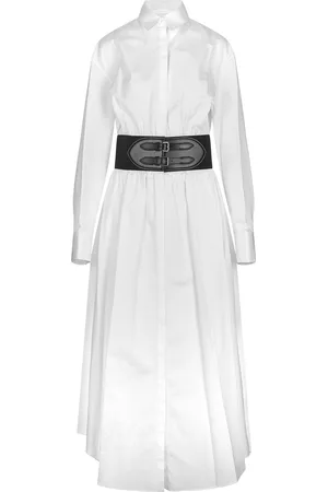 Alaïa Abito Chemisier Bianco Con Cintura