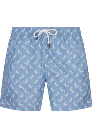 FEDELI Swim Shorts Azzurri Con Pattern Di Pellicani