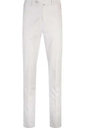 Kiton Pantaloni Affusolati In Cotone Stretch Grigio Chiaro
