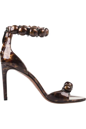 Alaïa Sandalo Bombe 90 In Pelle Stampa Tartaruga Marrone