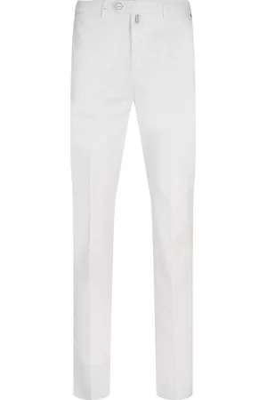 Kiton Pantaloni Affusolati In Cotone Stretch Bianco