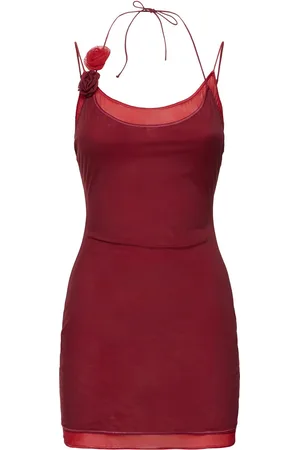Oseree Mini Abito Merlot In Mesh Rosso
