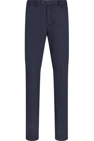 Kiton Pantaloni Affusolati In Cotone Stretch Blu Navy
