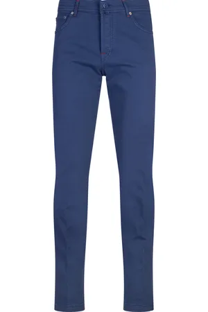 Kiton Jeans Slim Fit In Denim Di Cotone Stretch Blu