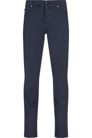 Kiton Jeans Slim Fit In Denim Di Cotone Stretch Blu Navy