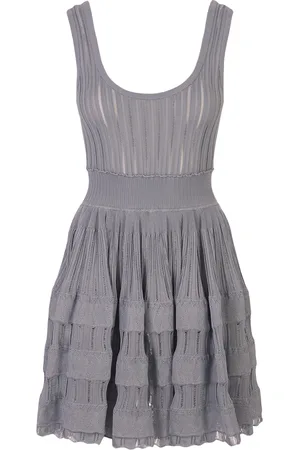 Alaïa Mini Abito Skater Fluido Grigio