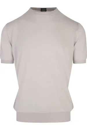 Kiton T-Shirt In Maglia Di Cotone Grigio Chiaro