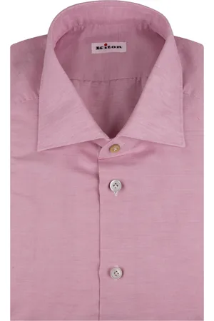 Kiton Camicia In Cotone e Lino Rosa