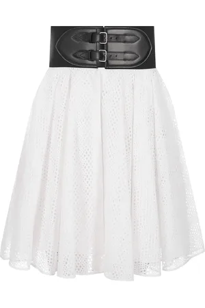Alaïa Gonna Corta In Sangallo Bianco Con Cintura