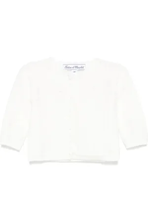Tartine Et Chocolat Cardigan Bianco In Maglia Openwork