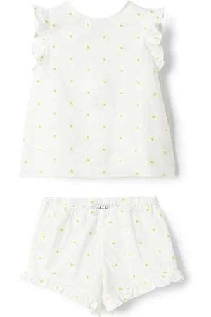 Il gufo Completo Due Pezzi In Cotone Bianco