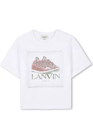 Lanvin T-Shirt Bianca Con Stampa Curb