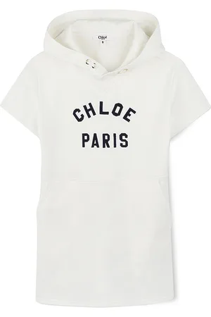 Chloé Abito Bianco Con Logo e Cappuccio