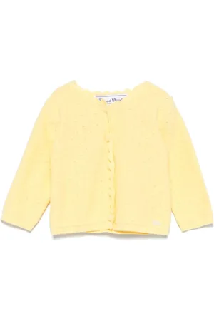 Tartine Et Chocolat Cardigan Giallo Limone In Maglia Openwork
