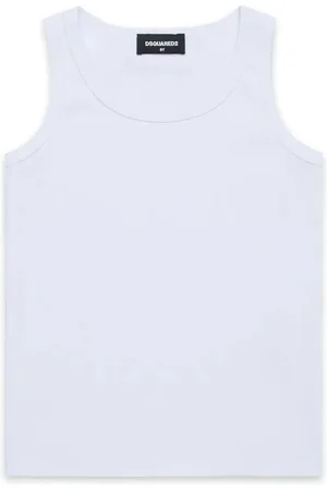 Dsquared2 Canotta a Costine Bianca Con Logo Dietro