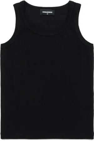 Dsquared2 Canotta a Costine Nera Con Logo Dietro