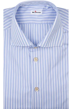 Kiton Camicia Bianca a Righe celesti