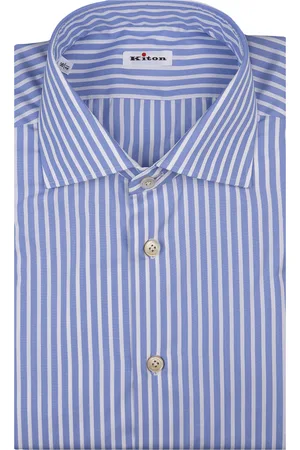 Kiton Camicia Bianca a Righe Blu