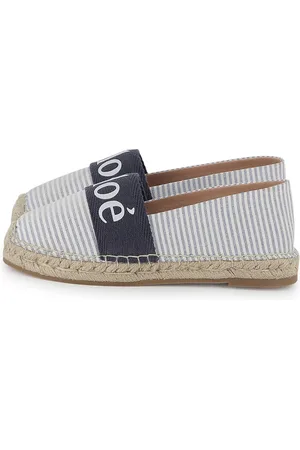 Chloé Espadrillas Piatte Woody a righe blu e bianco