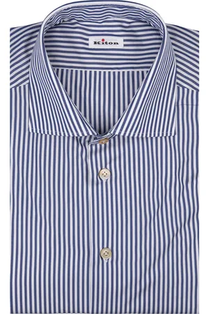 Kiton Camicia Bianca a Righe Blu