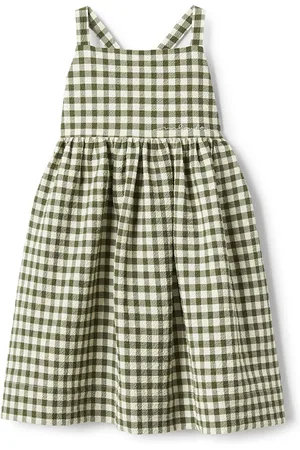 Il gufo Abito In Seersucker A Quadretti Bianco e Verde