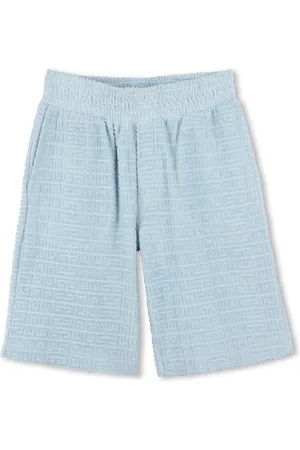 Givenchy Bermuda In Spugna di Cotone Azzurra Con Motivo 4G In Rilievo