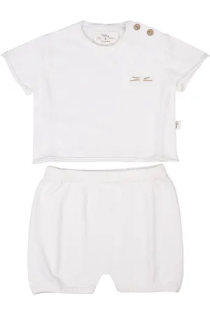 TEDDY & MINOU Completo In Maglia Bianca Di Cotone Organico