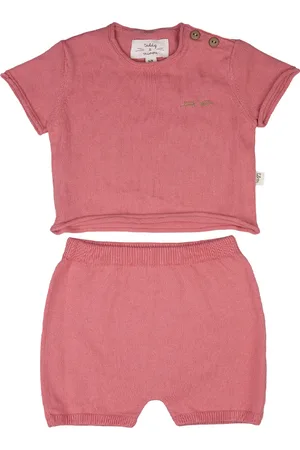 TEDDY & MINOU Completo In Maglia Rosa Di Cotone Organico