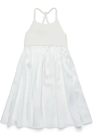 MAX&Co. Kids Abito Smanicato In Doppio Tessuto Bianco