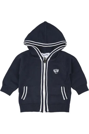 Tartine Et Chocolat Gilet In Maglia Blu Navy Con Cappuccio