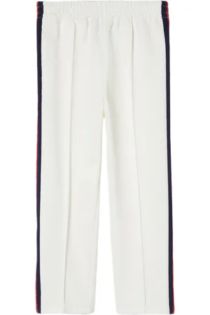 Gucci Pantaloni In Jersey Tecnico Bianco Con Nastro Web