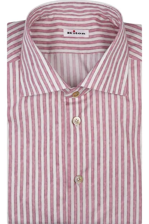 Kiton Camicia In Cotone a Righe Bianche e Rosa