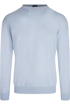 Kiton Pullover Girocollo In Cotone Azzurro