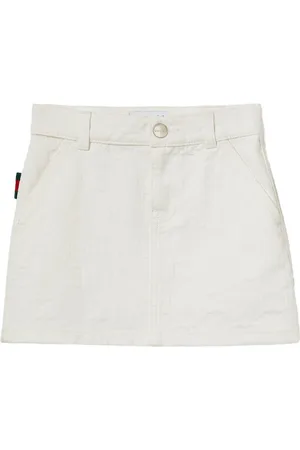 Gucci Gonna In Denim GG Jacquard Bianca