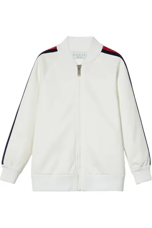 Gucci Giacca In Jersey Bianco Con Dettaglio Web