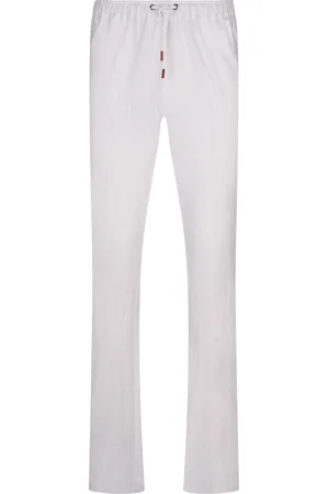Kiton Pantaloni Pull-On Comfort In Lino Bianco
