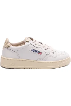 Autry Sneakers Medalist Low In Pelle Bianca Con Stampa Snake Diamond