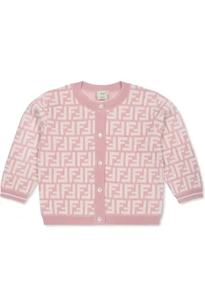 Fendi Cardigan In Maglia Rosa Con Motivo FF All-Over