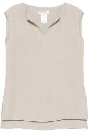 Max Mara Top Colimbo In Lino Sabbia