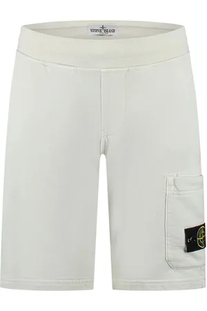 Stone Island Bermuda In Pile Di Cotone Biologico Gesso