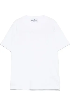 Stone Island T-Shirt Bianca Con Logo Ricamato