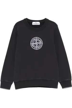 Stone Island Felpa Blu Con Logo Compass Ricamato