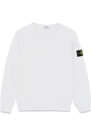 Stone Island Felpa Girocollo In Pile Di Cotone Azzurro