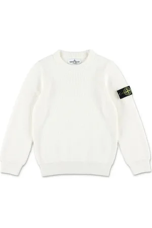 Stone Island Maglione Bianco In Cotone Biologico a Coste