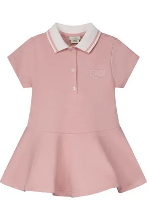 Fendi Abito Rosa con Logo e Colletto Polo