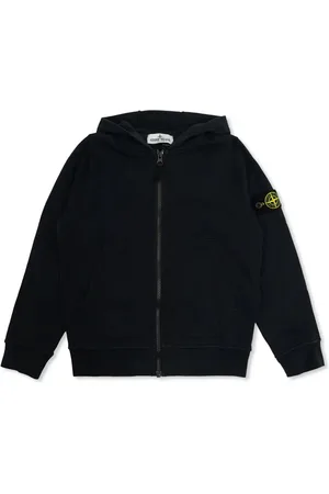 Stone Island Felpa Zip-Up In Pile Di Cotone Biologico Nero