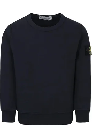 Stone Island Felpa Girocollo In Pile Di Cotone Blu