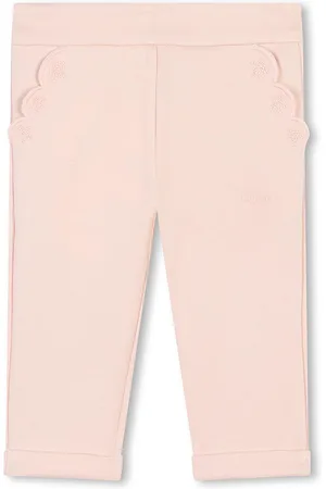 Chloé Pantaloni Washed Pink Con Motivo Ondulato