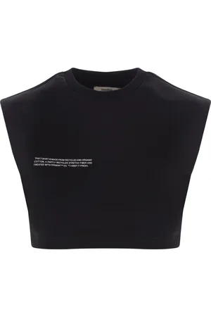The Pangaia T-Shirt Fitted Crop In Cotone Riciclato Nero Donna